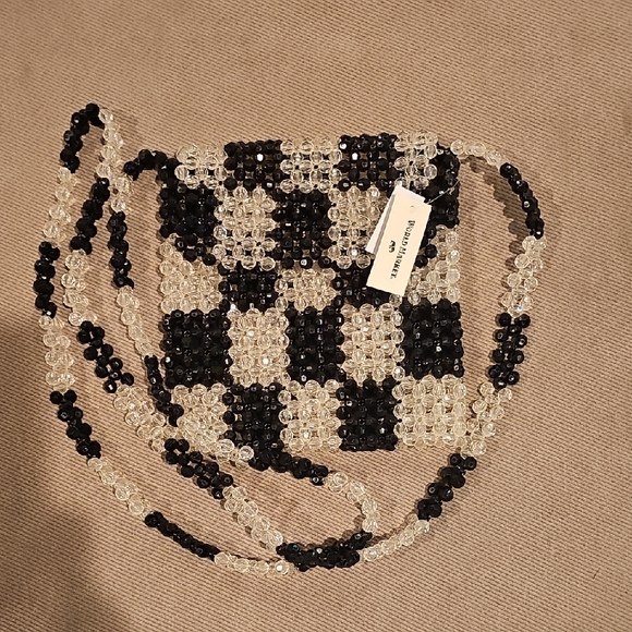 Cost Plus World Market Handbags - World Market Black and White Beaded Mini Bag